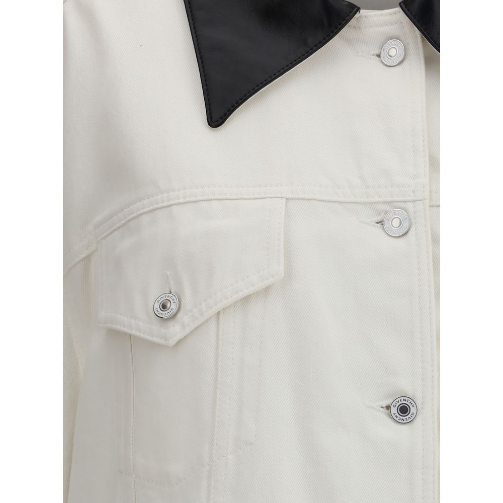 Jeansjacka med läderkrage