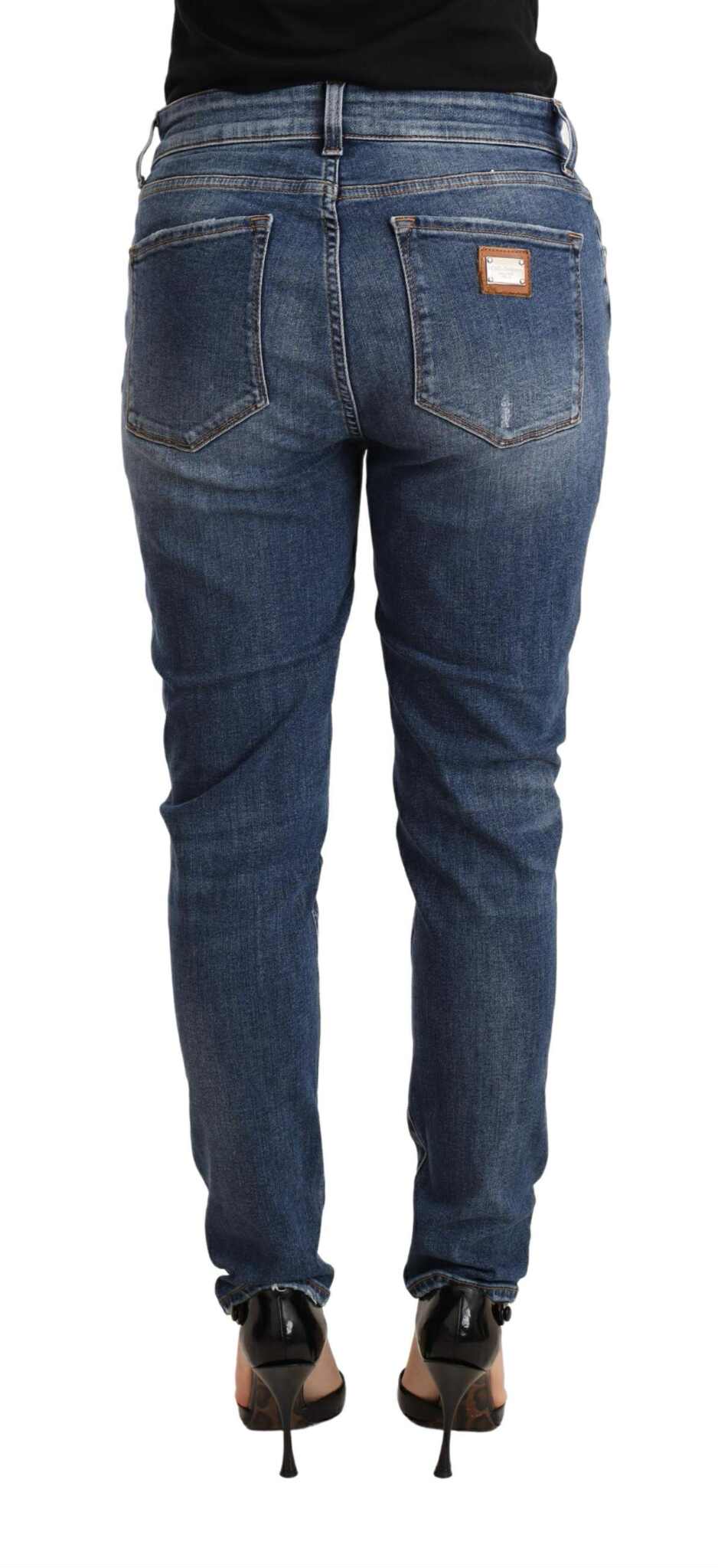 Blå slitte slim fit denimbukser jeans