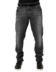 Dolce & Gabbana Black Gray Wash Slim Fit Straight Leg Denim Jeans