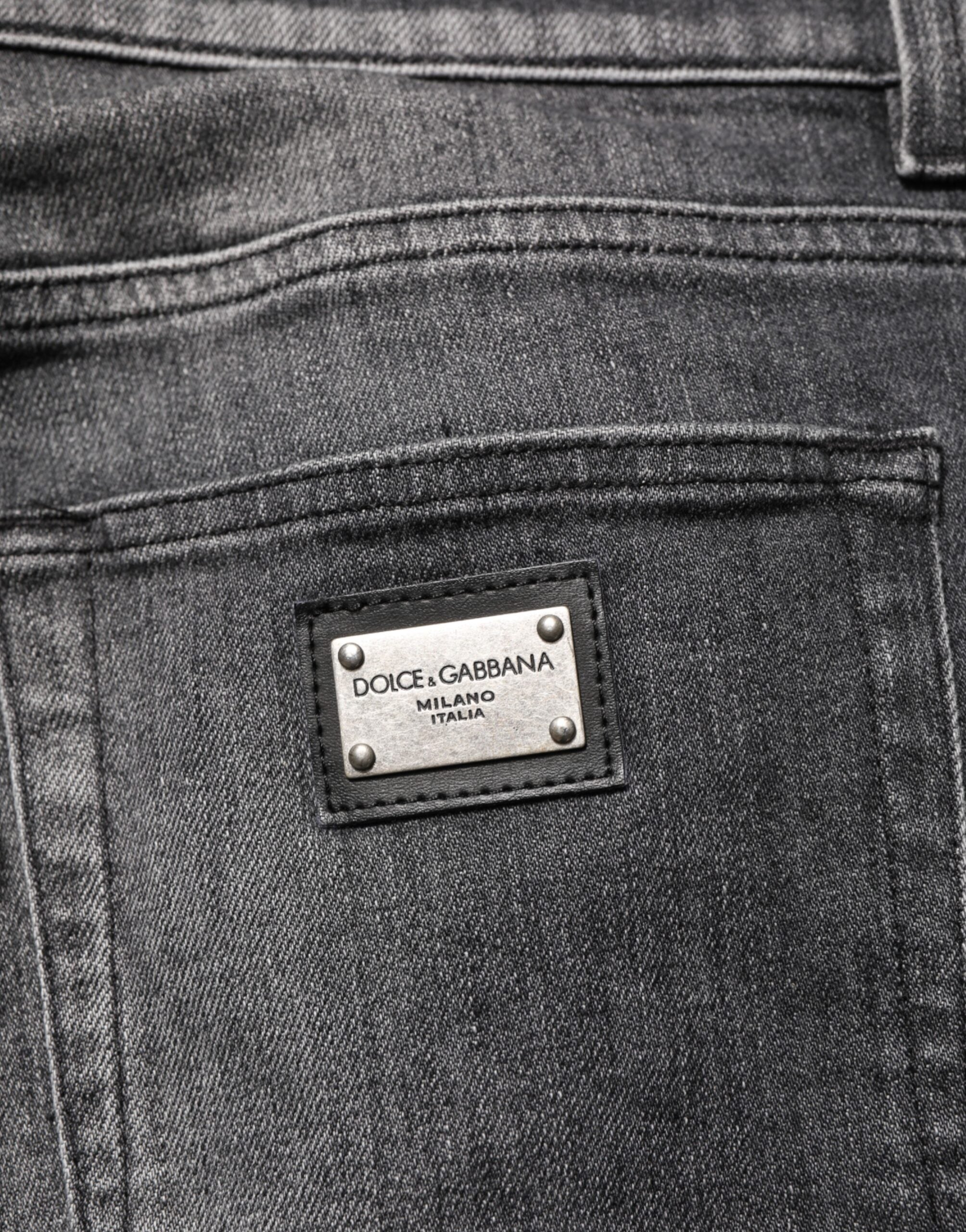 Dolce & Gabbana Black Gray Wash Slim Fit Straight Leg Denim Jeans