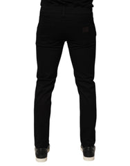 Dolce & Gabbana Black Cotton Blend Skinny Men Trouser Pants