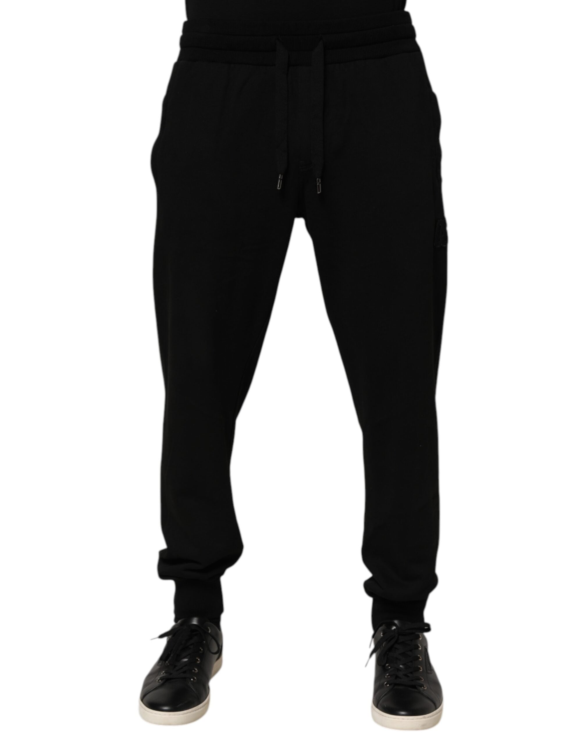 Dolce & Gabbana Black Cotton DG Logo Men Jogger Pants