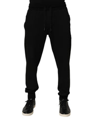 Dolce & Gabbana Black Cotton DG Logo Men Jogger Pants
