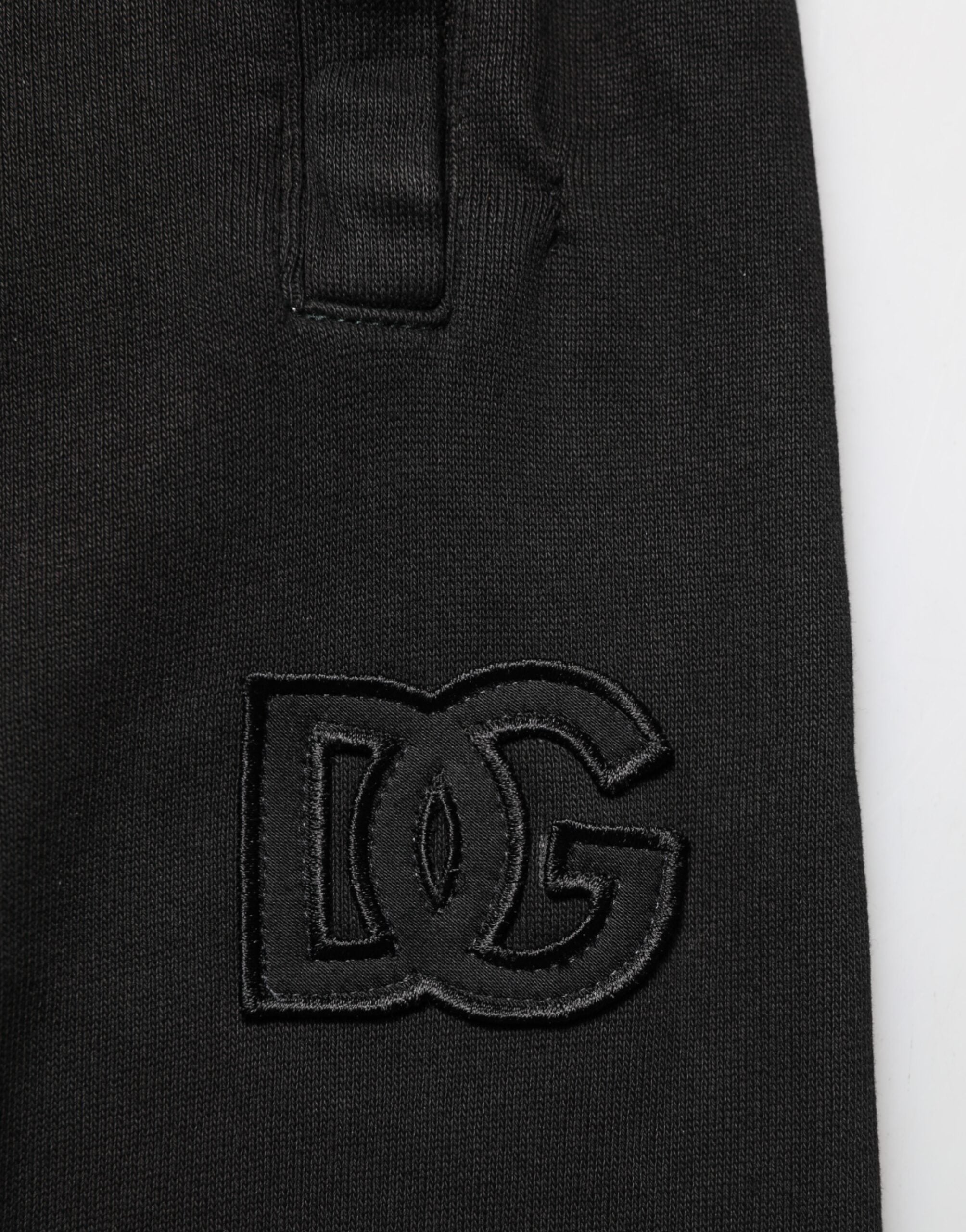 Dolce & Gabbana Black Cotton DG Logo Men Jogger Pants