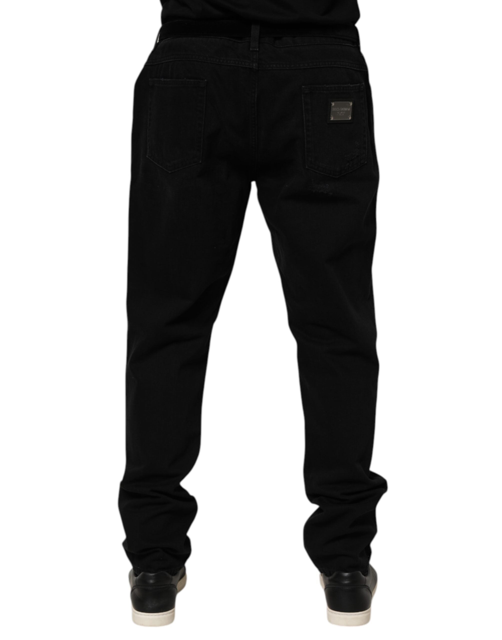 Dolce & Gabbana Black Cotton Regular Denim Men Trouser Jeans