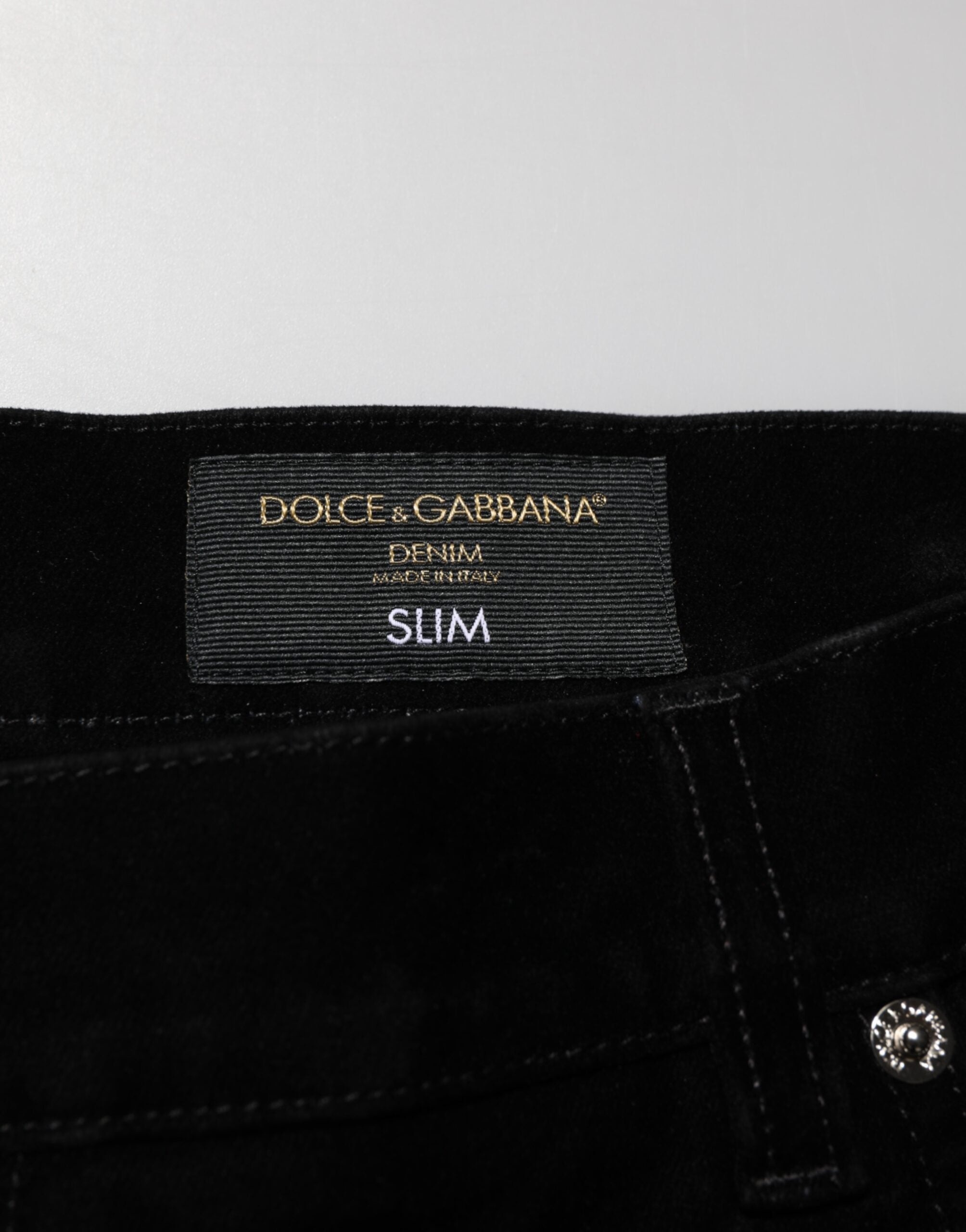 Dolce & Gabbana Black Cotton Slim Fit Denim Trouser Jeans