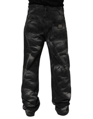 Dolce & Gabbana Black Marbled Effect Straight Men Denim Jeans