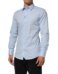 Dolce & Gabbana Light Blue Cotton GOLD Formal Men Dress Shirt