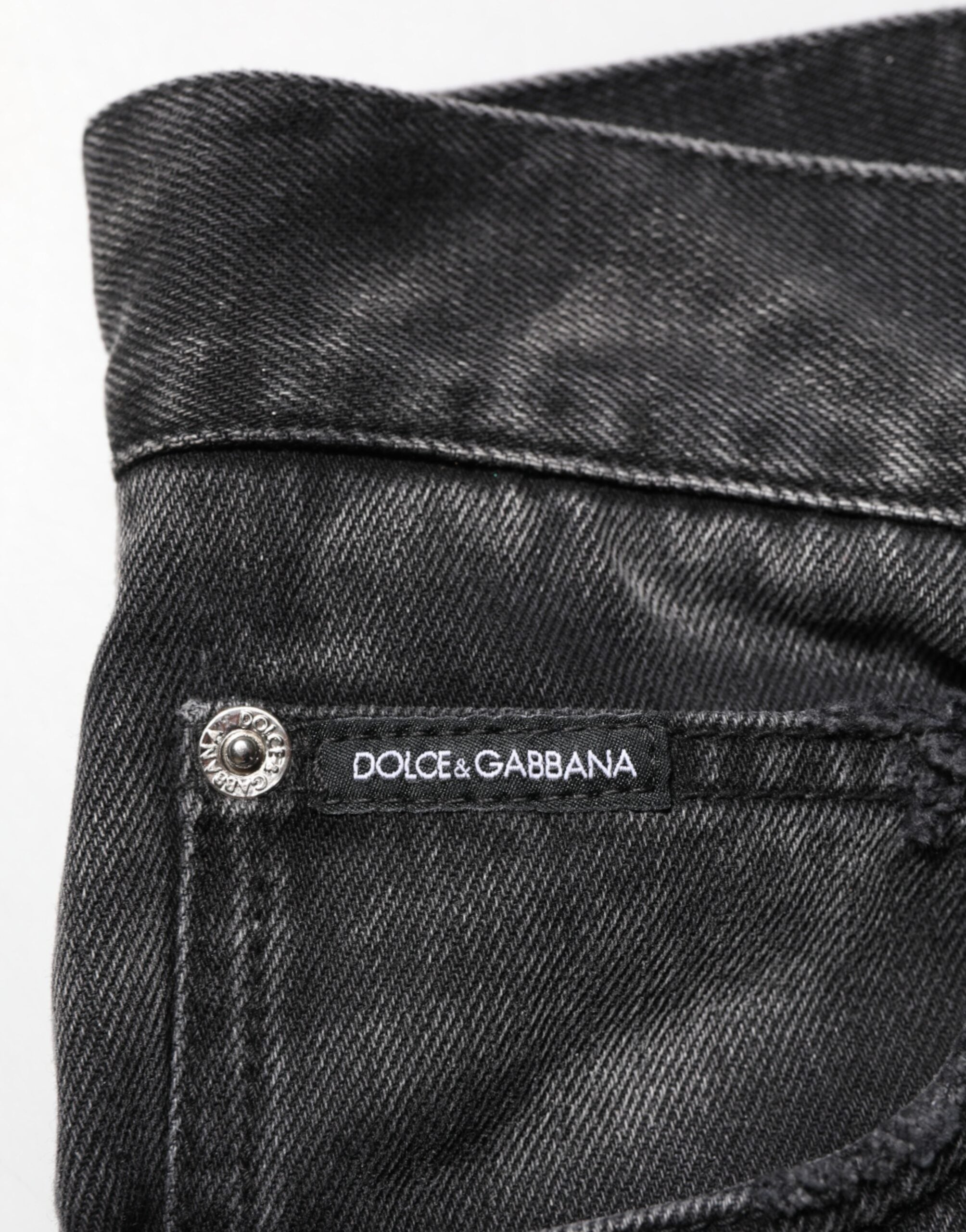 Dolce & Gabbana Black Marbled Effect Straight Men Denim Jeans