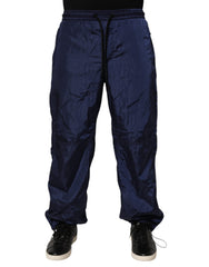 Dolce & Gabbana Blue Nylon Straight Jogger Sweatpants Pants