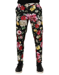 Dolce & Gabbana Black Floral Cotton Dress Formal Trouser Pants