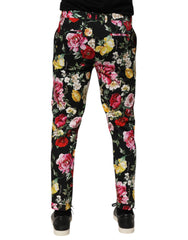 Dolce & Gabbana Black Floral Cotton Dress Formal Trouser Pants