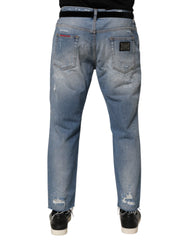 Dolce & Gabbana Blue Distressed Ripped Denim Trouser Jeans