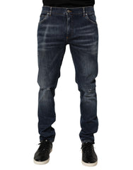 Dolce & Gabbana Dark Blue Washed Running Ripped Denim Jeans