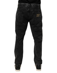 Dolce & Gabbana Black Washed Ripped Loose Cotton Denim Jeans
