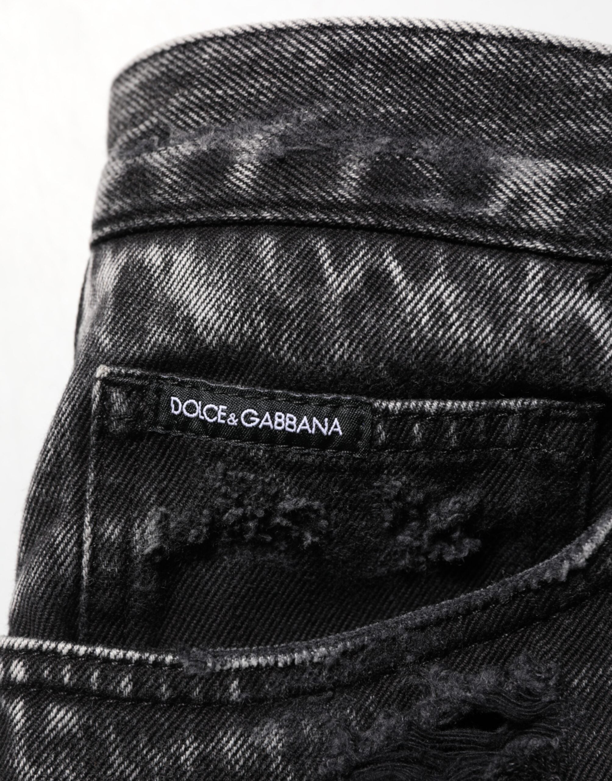 Dolce & Gabbana Black Washed Ripped Loose Cotton Denim Jeans