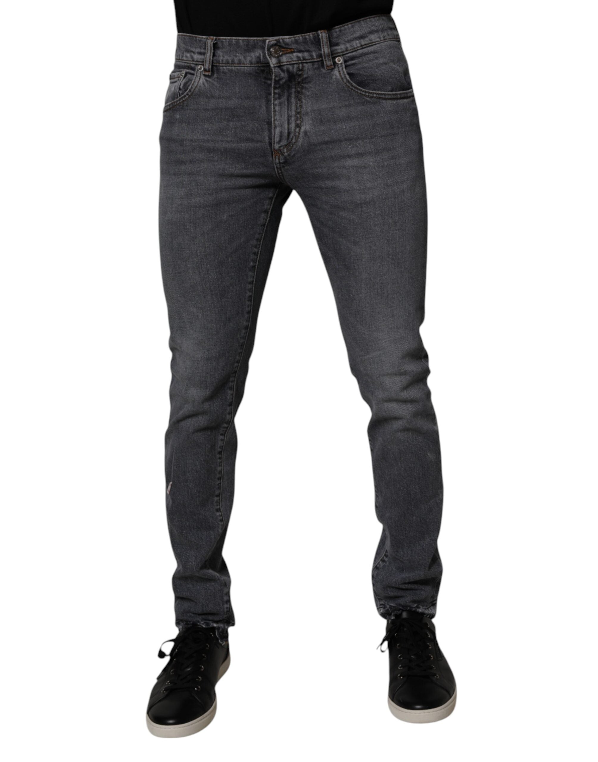 Dolce & Gabbana Dark Gray Cotton Stretch Skinny Denim Jeans
