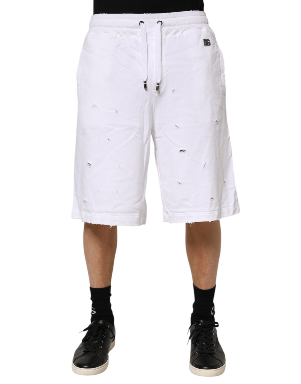 Vita, slitna, medelhöga, casual bermudashorts