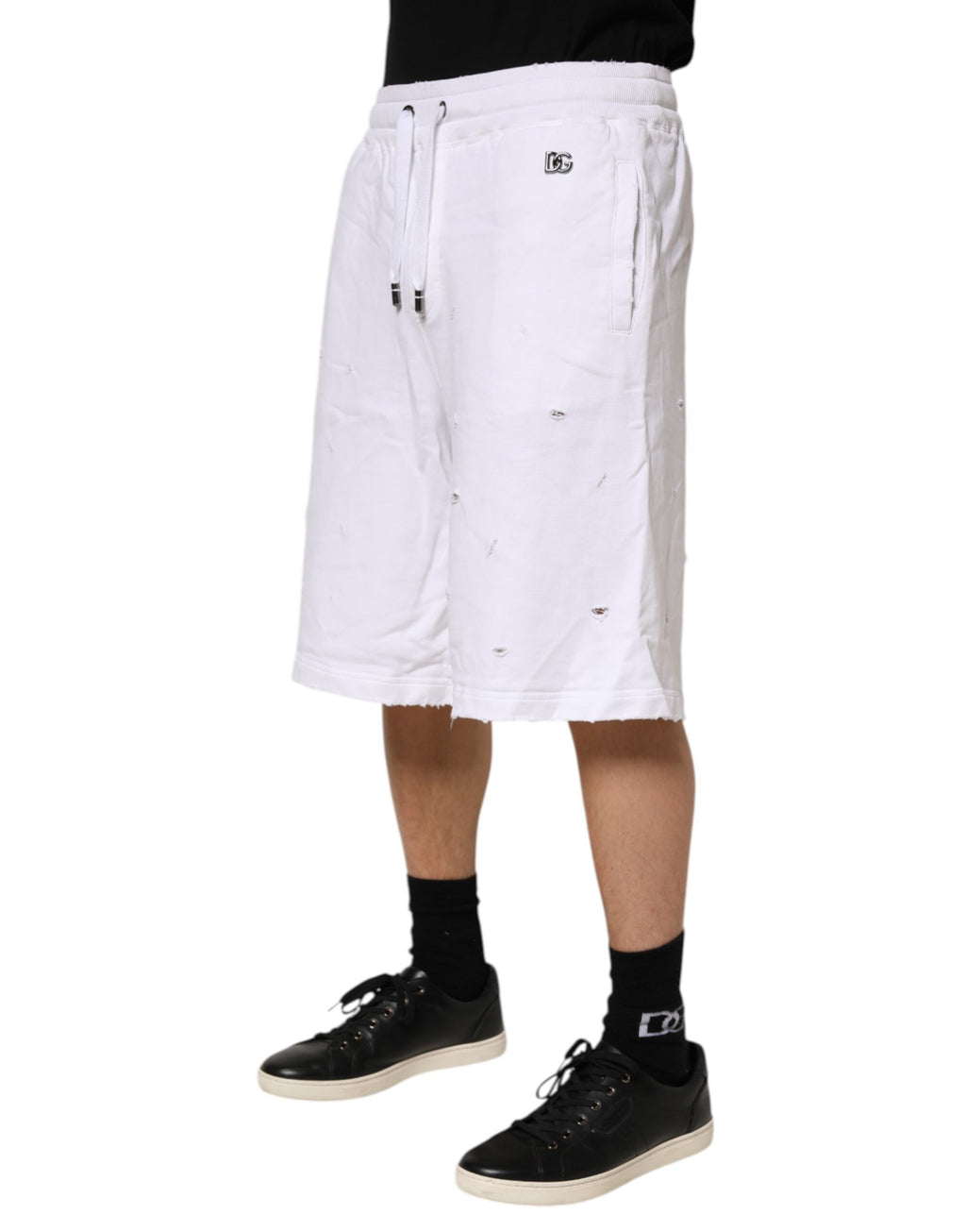 Vita, slitna, medelhöga, casual bermudashorts