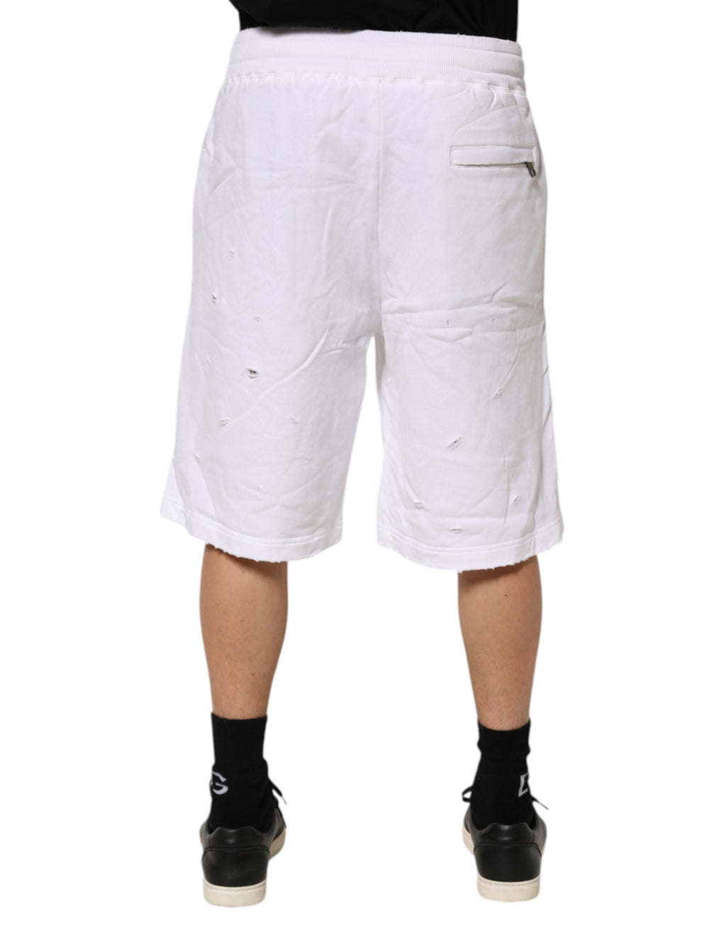 Vita, slitna, medelhöga, casual bermudashorts