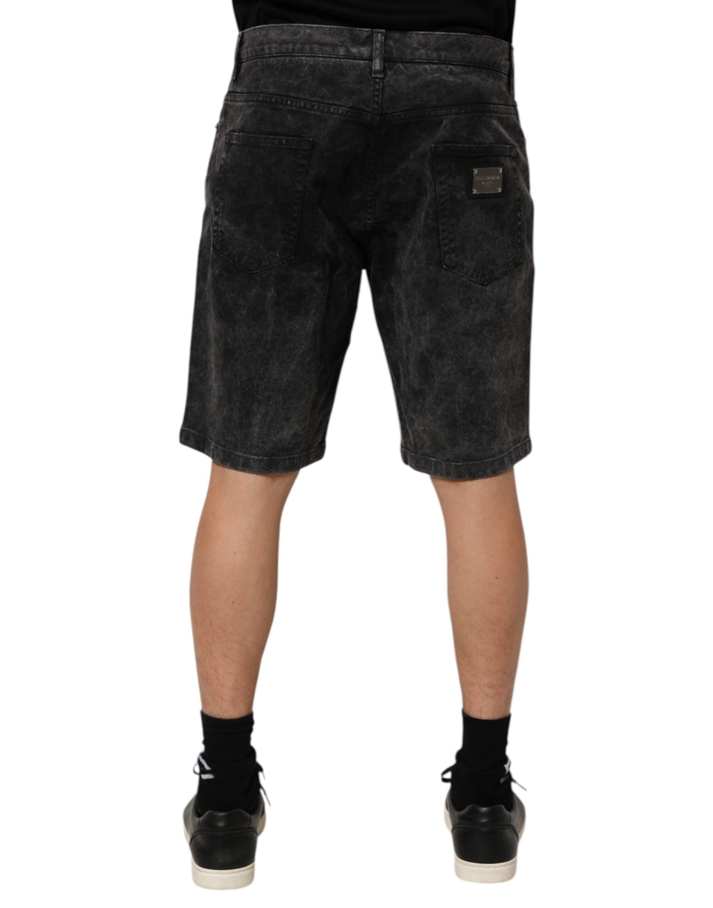 Svarte bomulls-bermudashorts for menn med medium midje