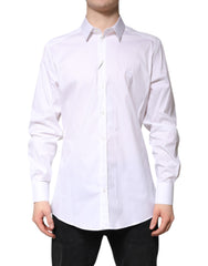 Dolce & Gabbana White Cotton Collared GOLD FormalDress Shirt