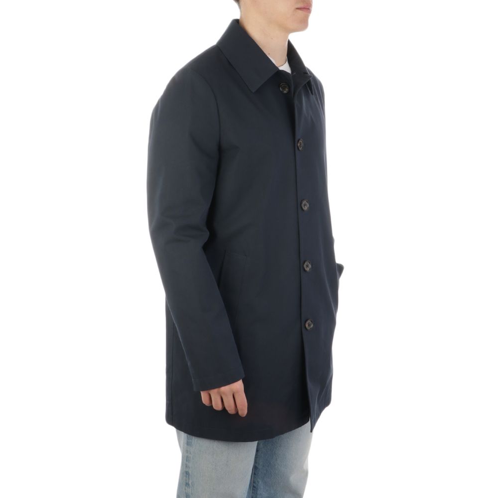 Aquascutum Black Cotton Mens Coat