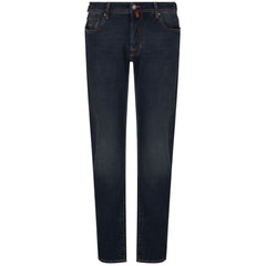 Jacob Cohen Blue Cotton Men Jeans with Orange Stitching