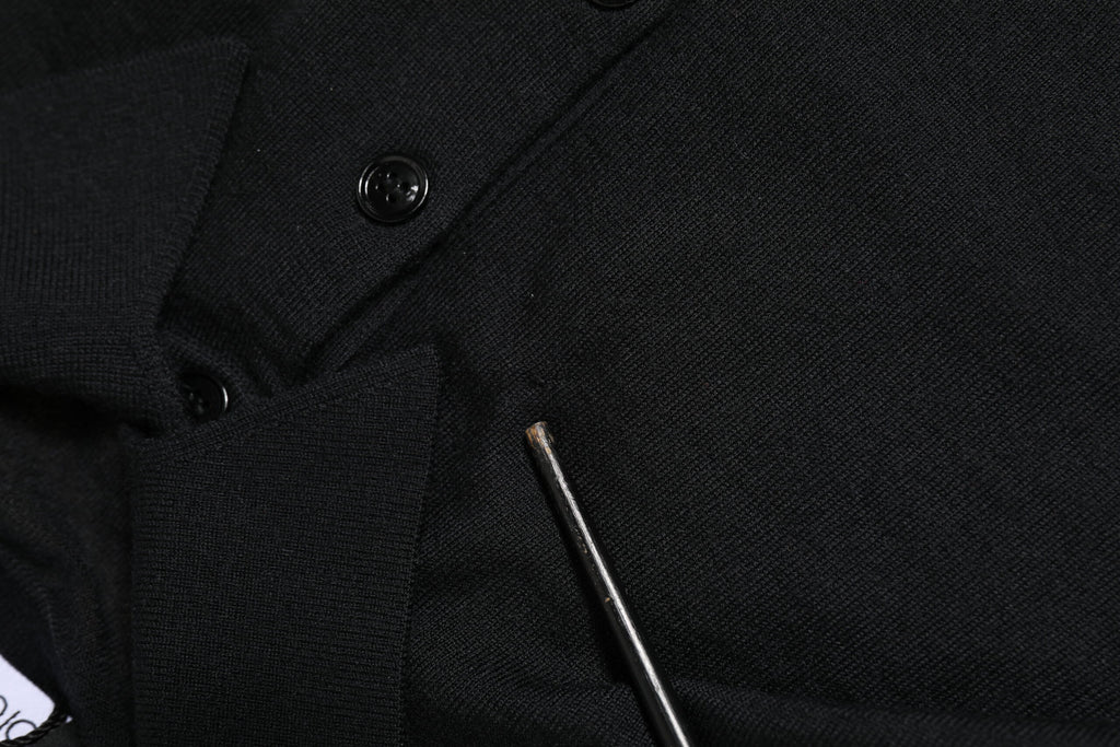 Dolce & Gabbana Black Logo Patch Collared Pullover Sweater