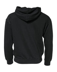 Dolce & Gabbana Black Logo FullZip Hooded Sweatshirt Sweater
