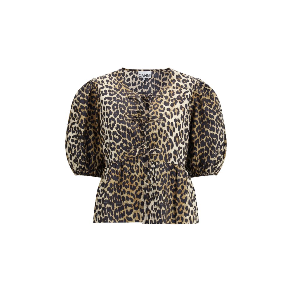 Leopardbomullsskjorta