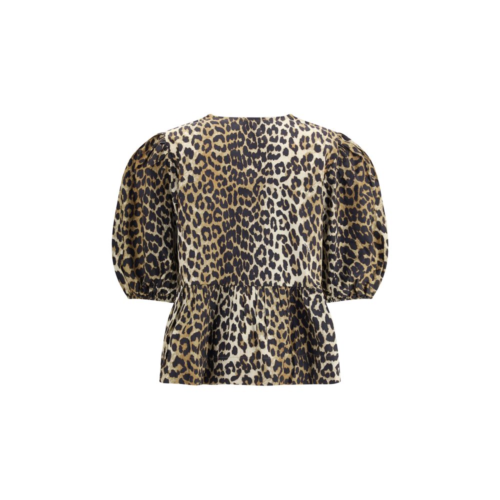 Leopardbomullsskjorta
