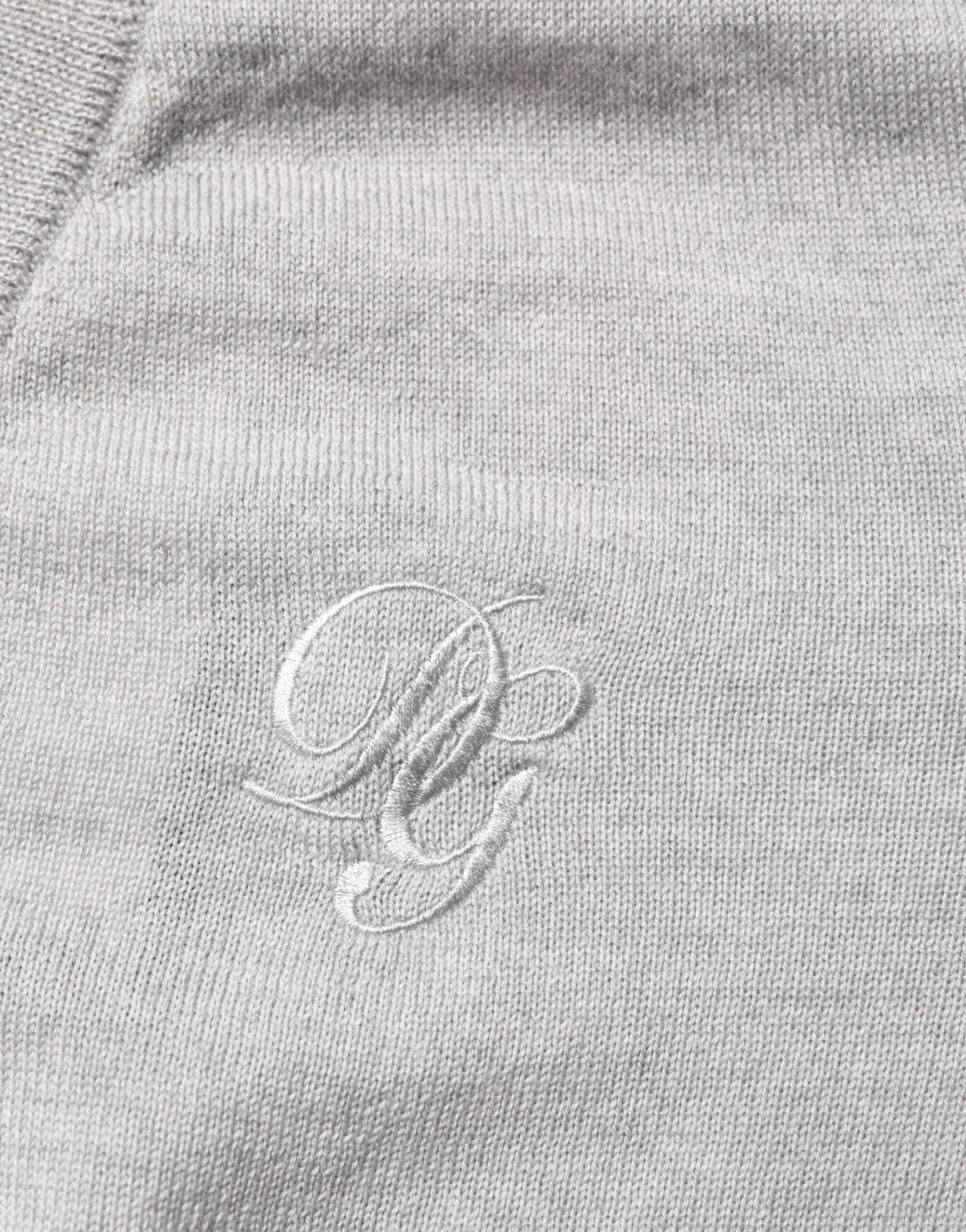 Dolce & Gabbana Gray Wool Knit Logo V-Neck Pullover Sweater