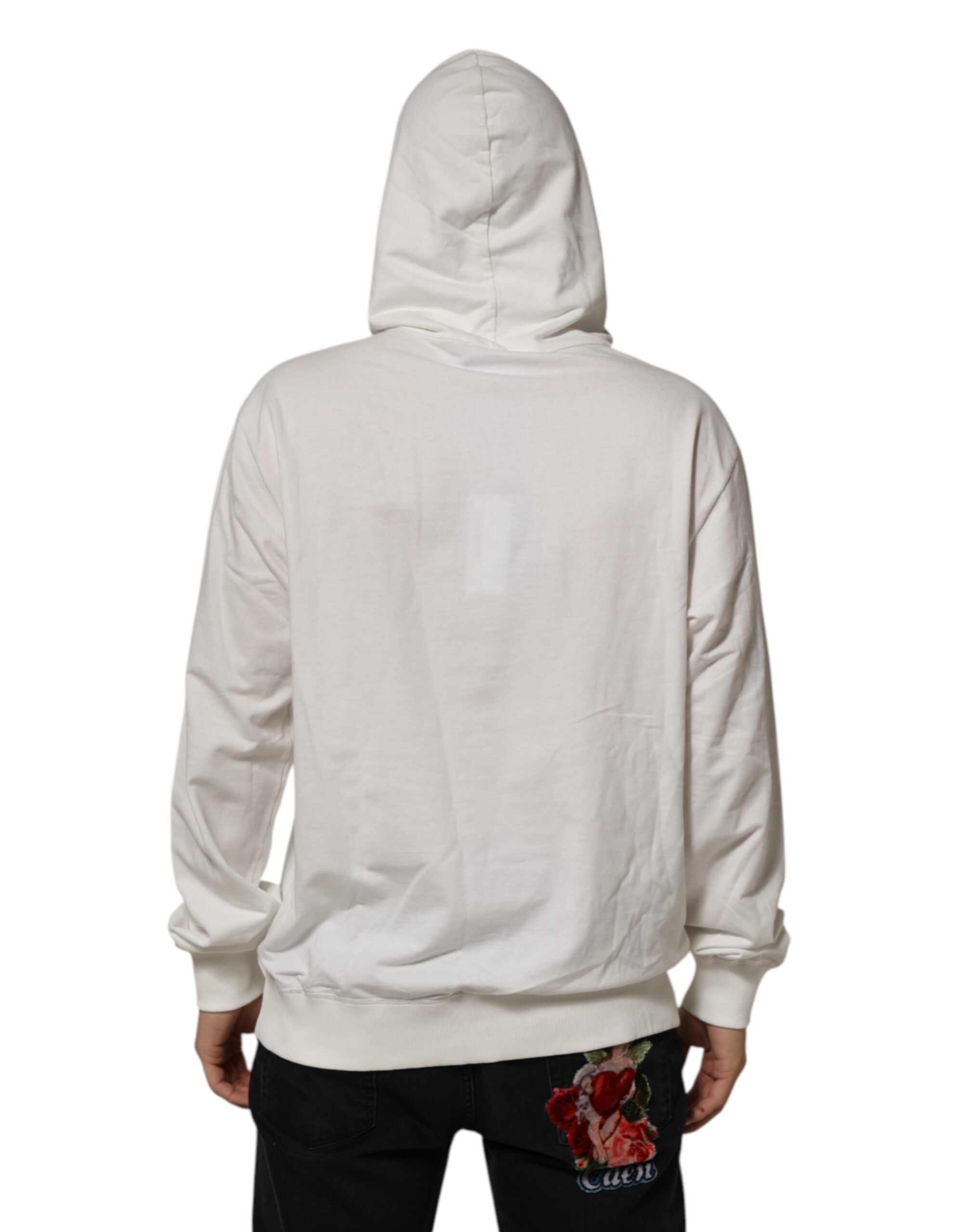 Dolce & Gabbana Off White Cotton Panda Hooded Sweatshirt Sweater
