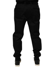 Dolce & Gabbana Black Cotton Stretch Casual Trouser Pants