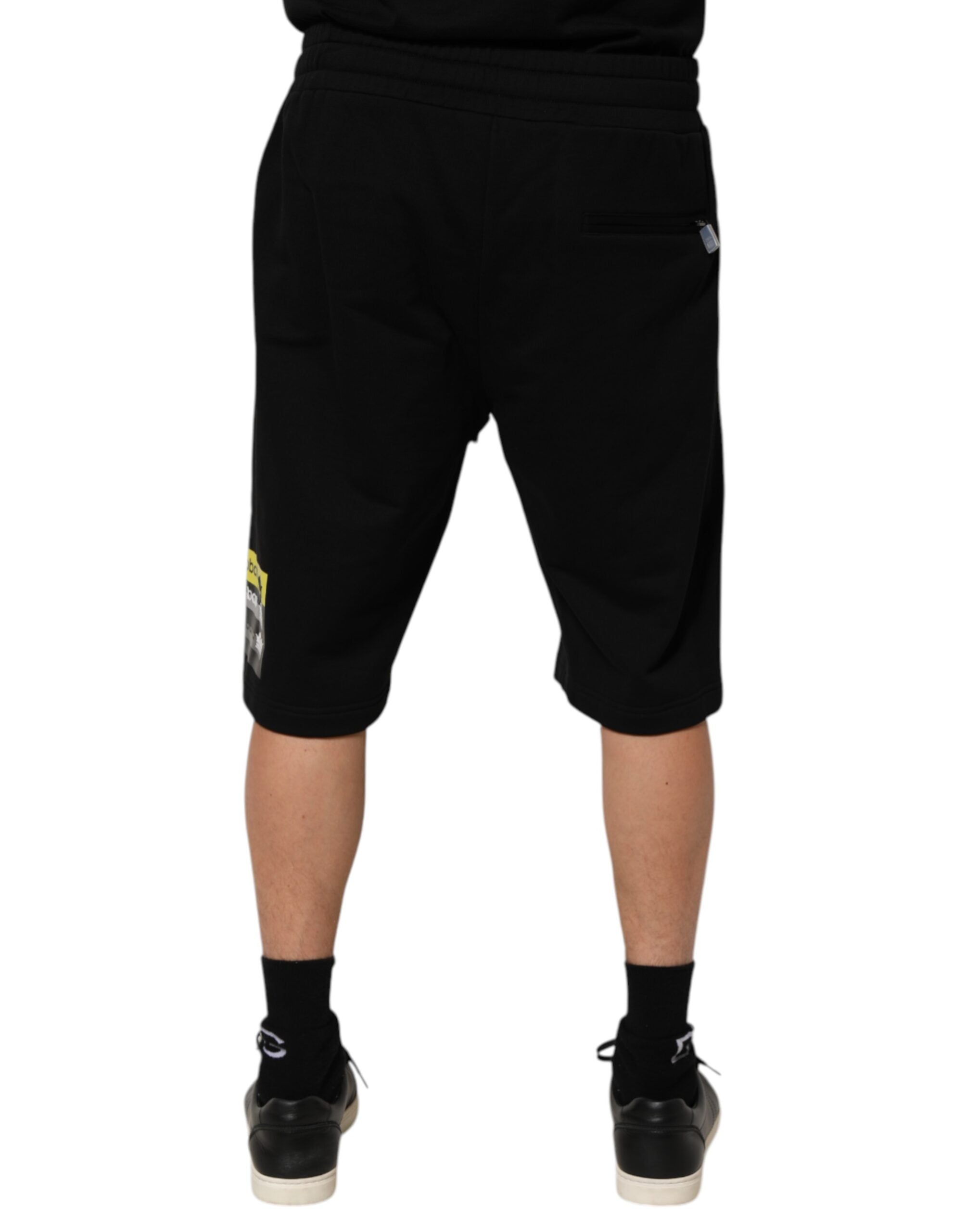 Svarta bomullsbermudashorts med medelhög midja, casual