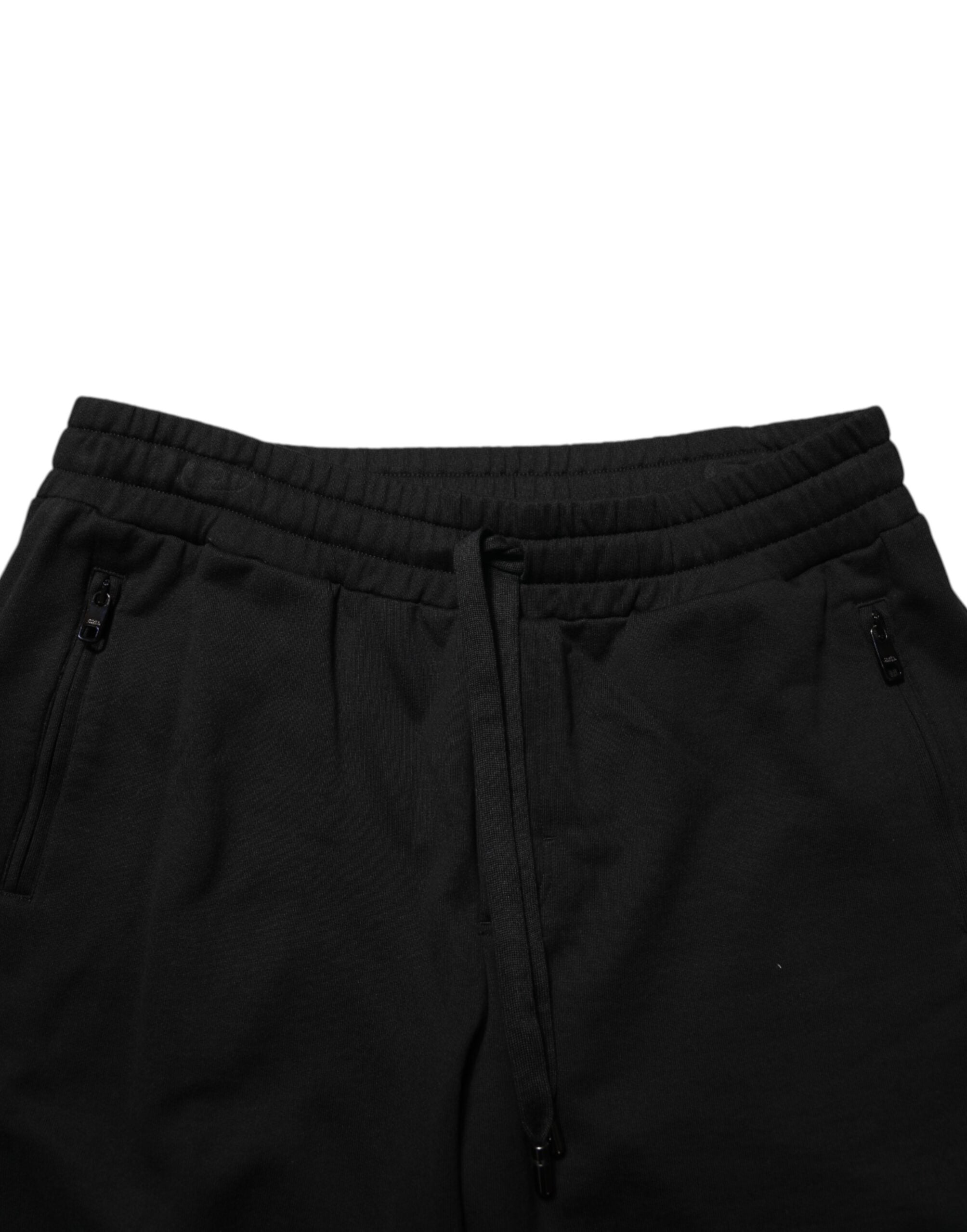 Svarta bomullsbermudashorts med medelhög midja, casual