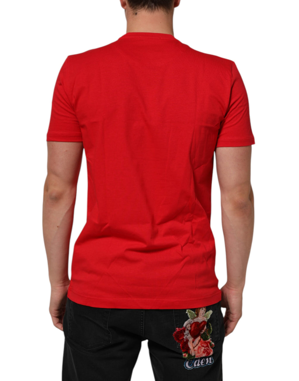 Röd Goodluck 2023 bomulls-t-shirt med rund hals