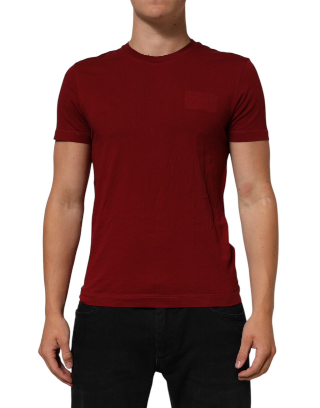 Rödbrun logotyp t-shirt med rund hals och kort ärm