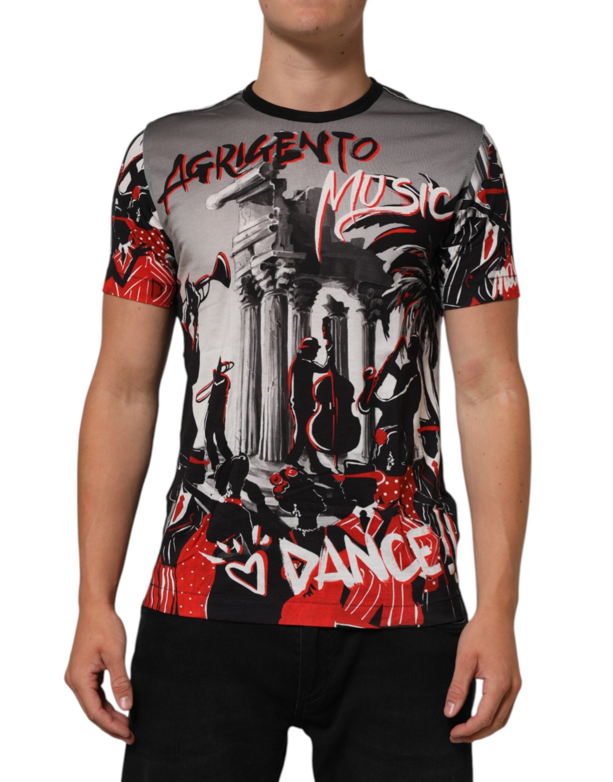 Flerfarget Agrigento Dance Jazz Music Print T-skjorte