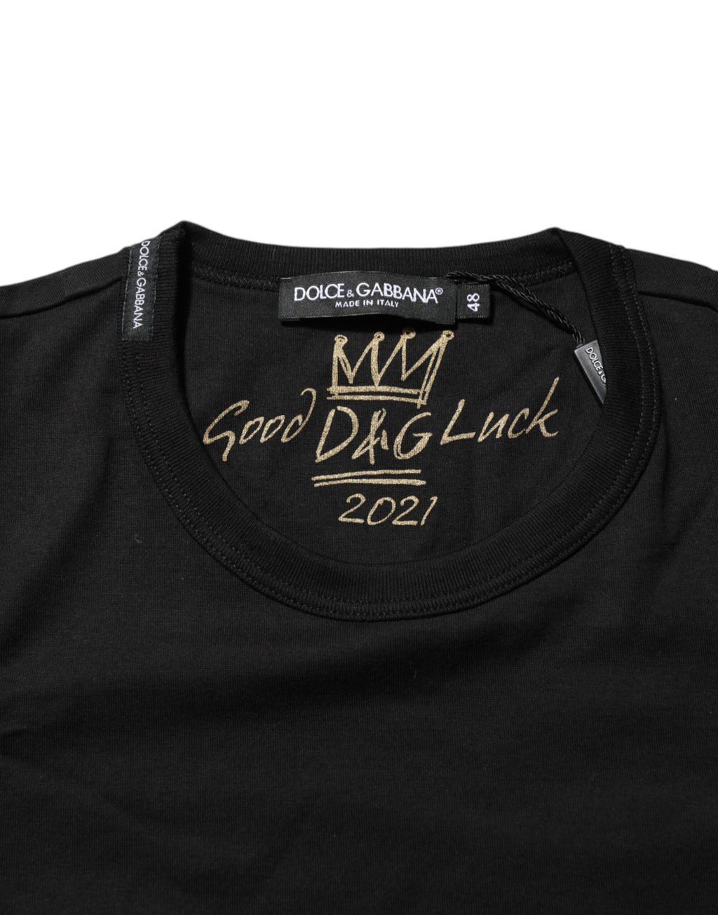 Svart Goodluck 2021 bomulls-t-shirt med rund hals