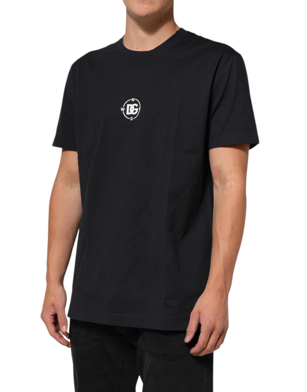Svart Logo Compass bomulls-T-skjorte med rund hals
