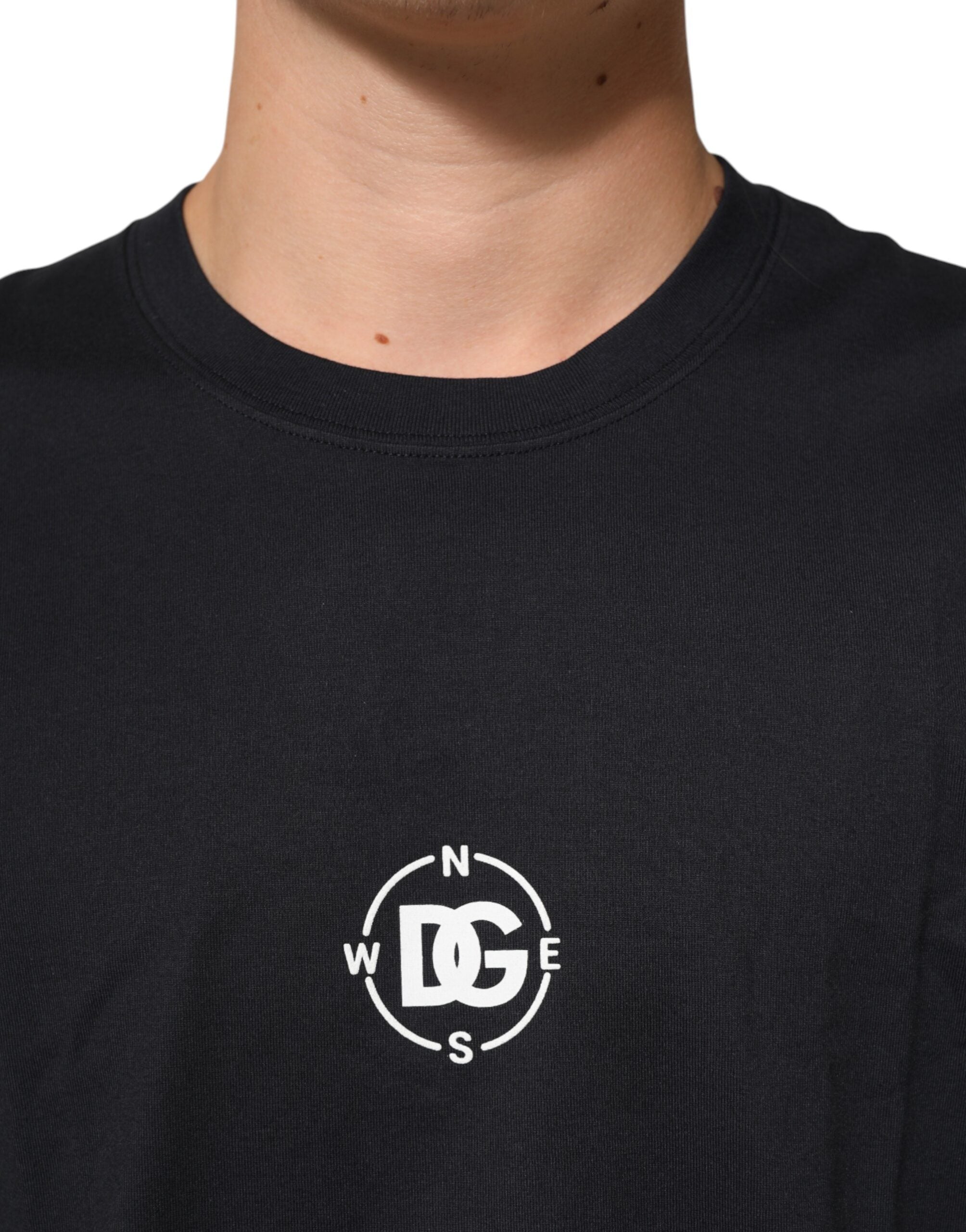 Svart Logo Compass bomulls-T-skjorte med rund hals