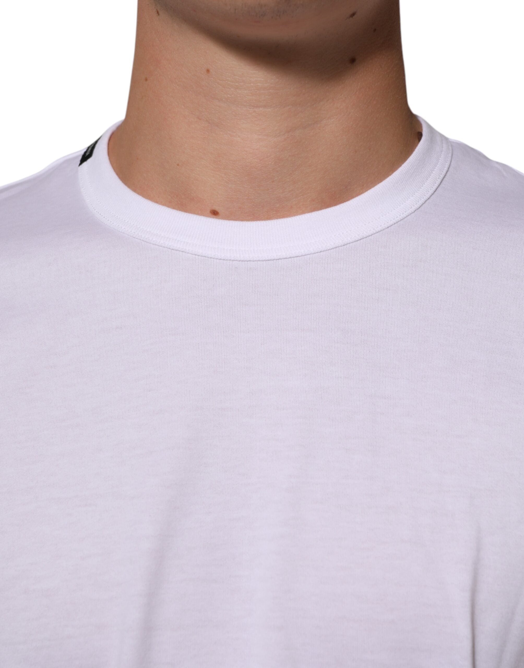 Dolce & Gabbana White Goodluck 2021 Cotton Crew Neck  T-shirt