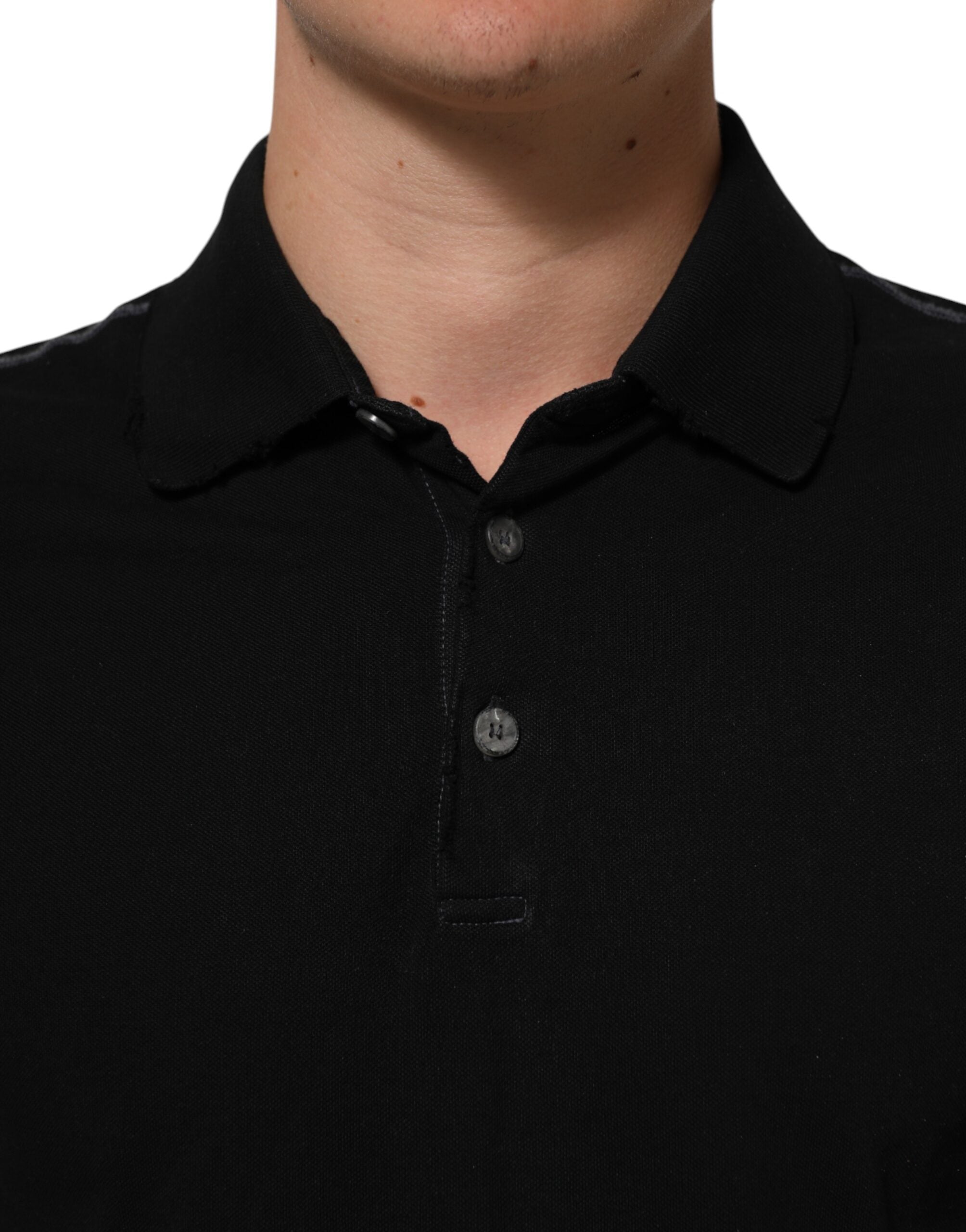Dolce & Gabbana Black Cotton Graphic Print PoloShirt T-shirt