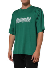 Dolce & Gabbana Green Cotton Graphic Logo Print Crewneck T-shirt