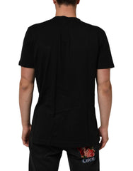 Dolce & Gabbana Black Logo Plaque Cotton Crew Neck T-shirt