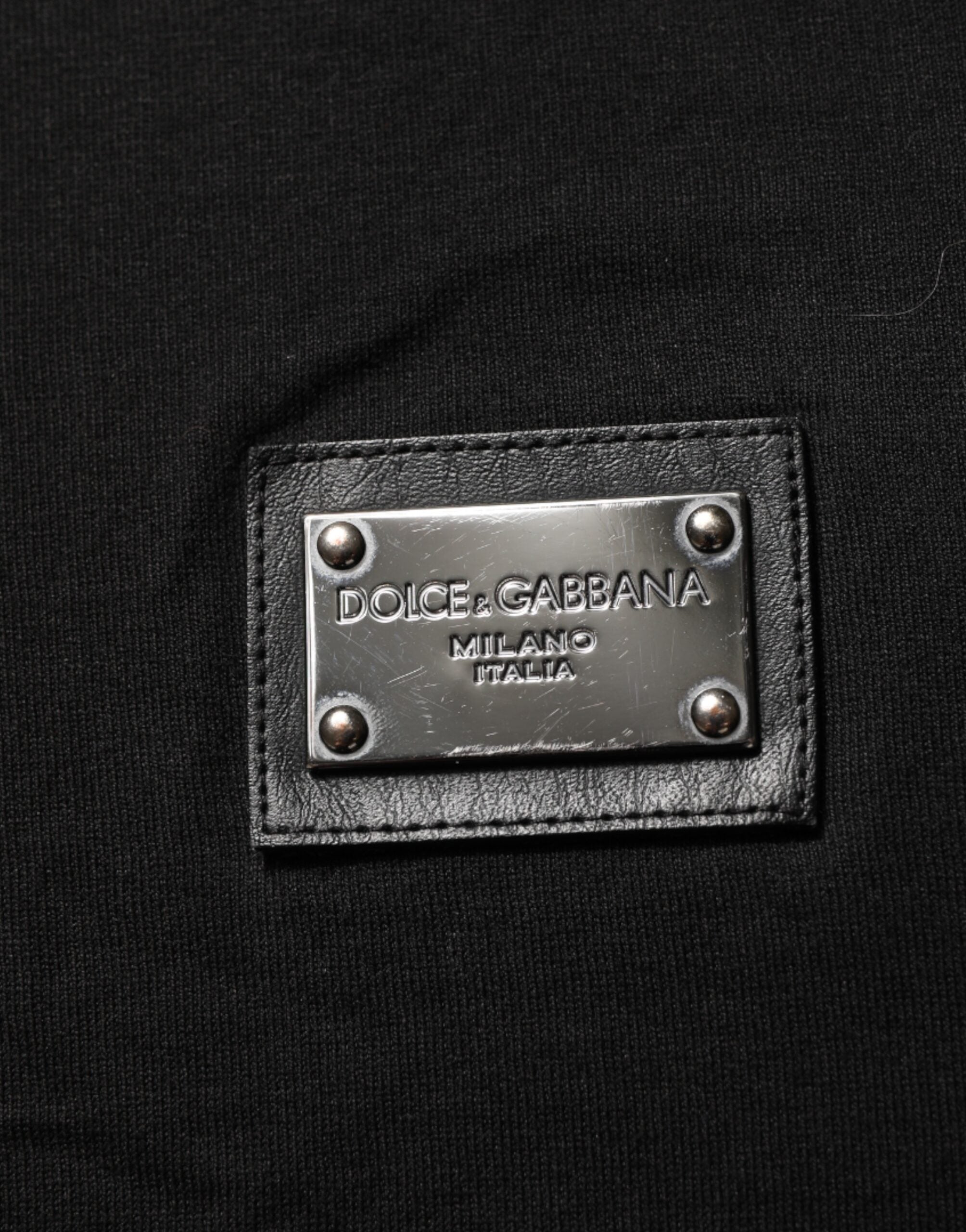 Dolce & Gabbana Black Logo Plaque Cotton Crew Neck T-shirt