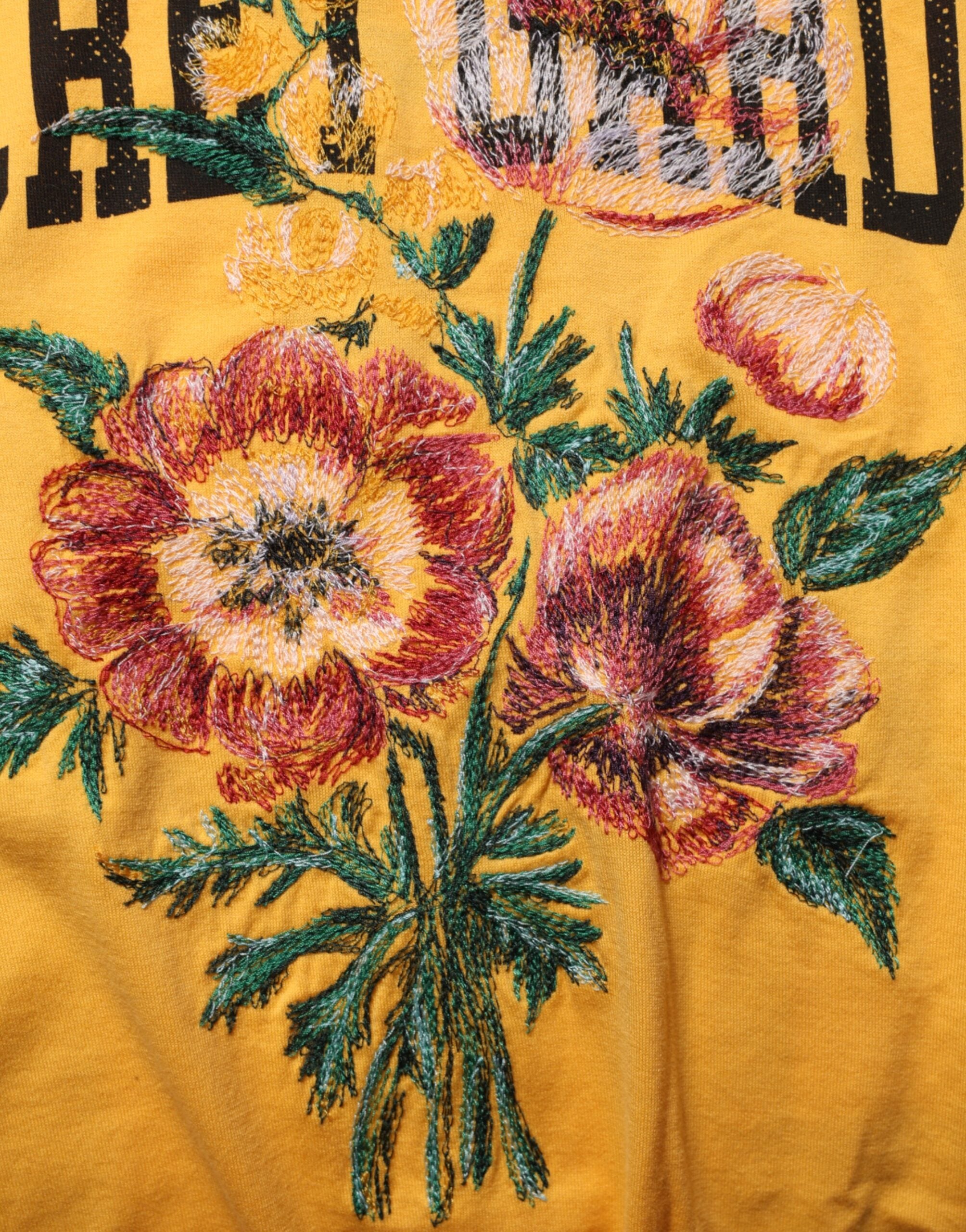 Gul Secret Graden Blomsterprintet bomulls-T-skjorte med rund hals