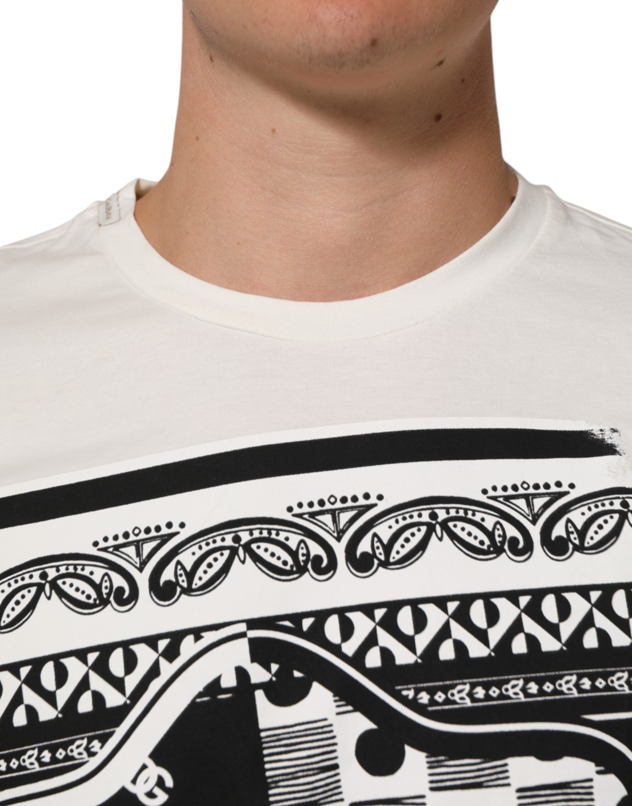 Hvit bomullslogo bandana-trykk herre-T-skjorte